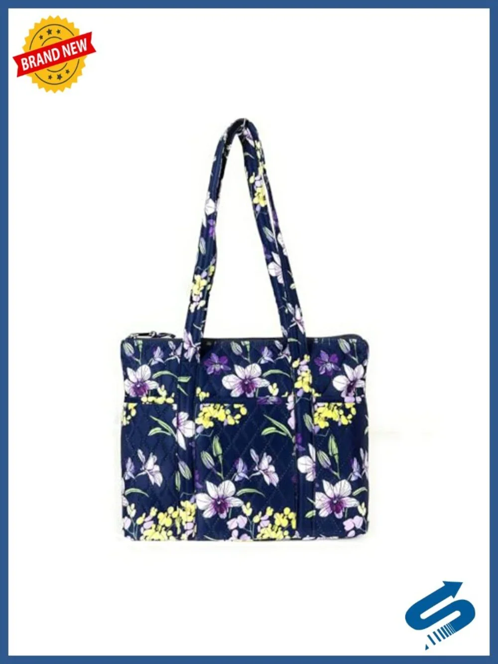 Quilted Microfiber Tote Bag with 10 Pockets Lightweight Travel Shopping